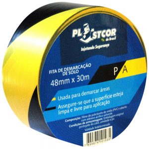 Fita de Demarcação Preto/Amar. 48MM X 30MTS – Plastcor